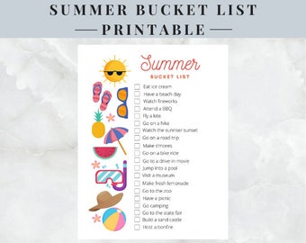 Summer Bucket List | Printable | Instant Download