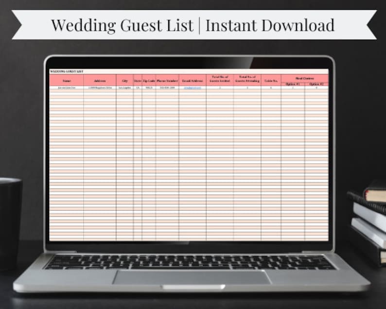 Wedding Guest List Spreadsheet Wedding Guest Tracker | Etsy