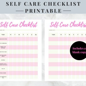 Self Care Checklist | Printable | Instant Download