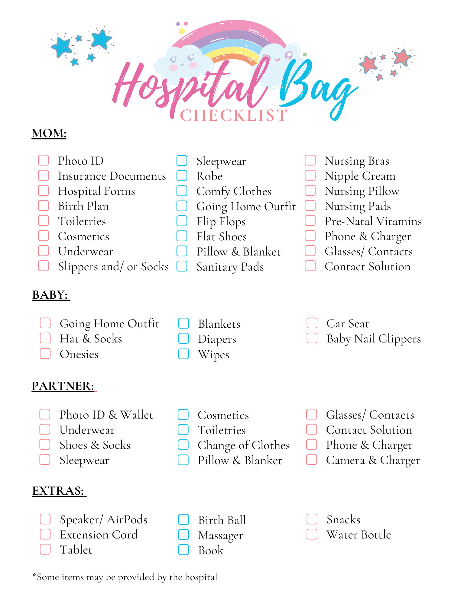 C Section Hospital Bag Checklist by @kristenmartin - Listium
