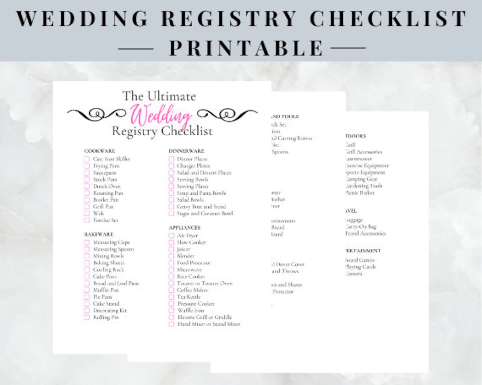 wedding registry checklist wedding planning printable etsy