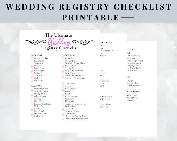 Crystal wedding registry checklist printable - varmon