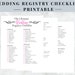 Wedding Registry Checklist | Wedding Planning | Printable | Instant ...