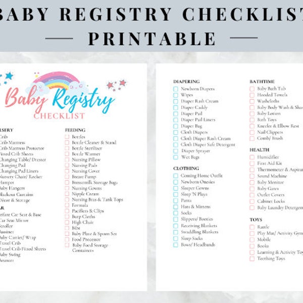 Baby Registry Checklist | Baby Essentials | Pregnancy Planner | Baby Shower Planner | Printable | Instant Download