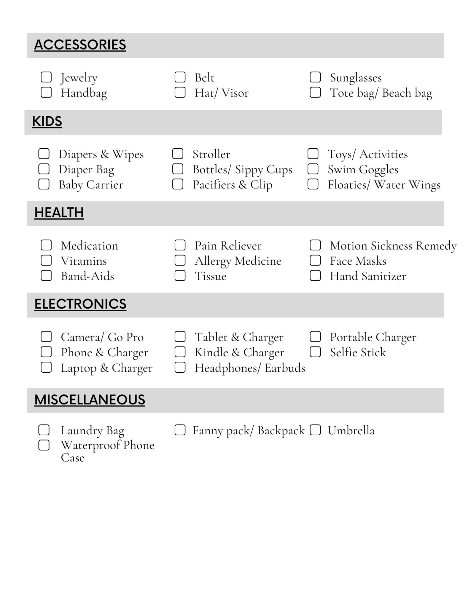 Cruise Packing List Printable Instant Download (Instant Download) Etsy