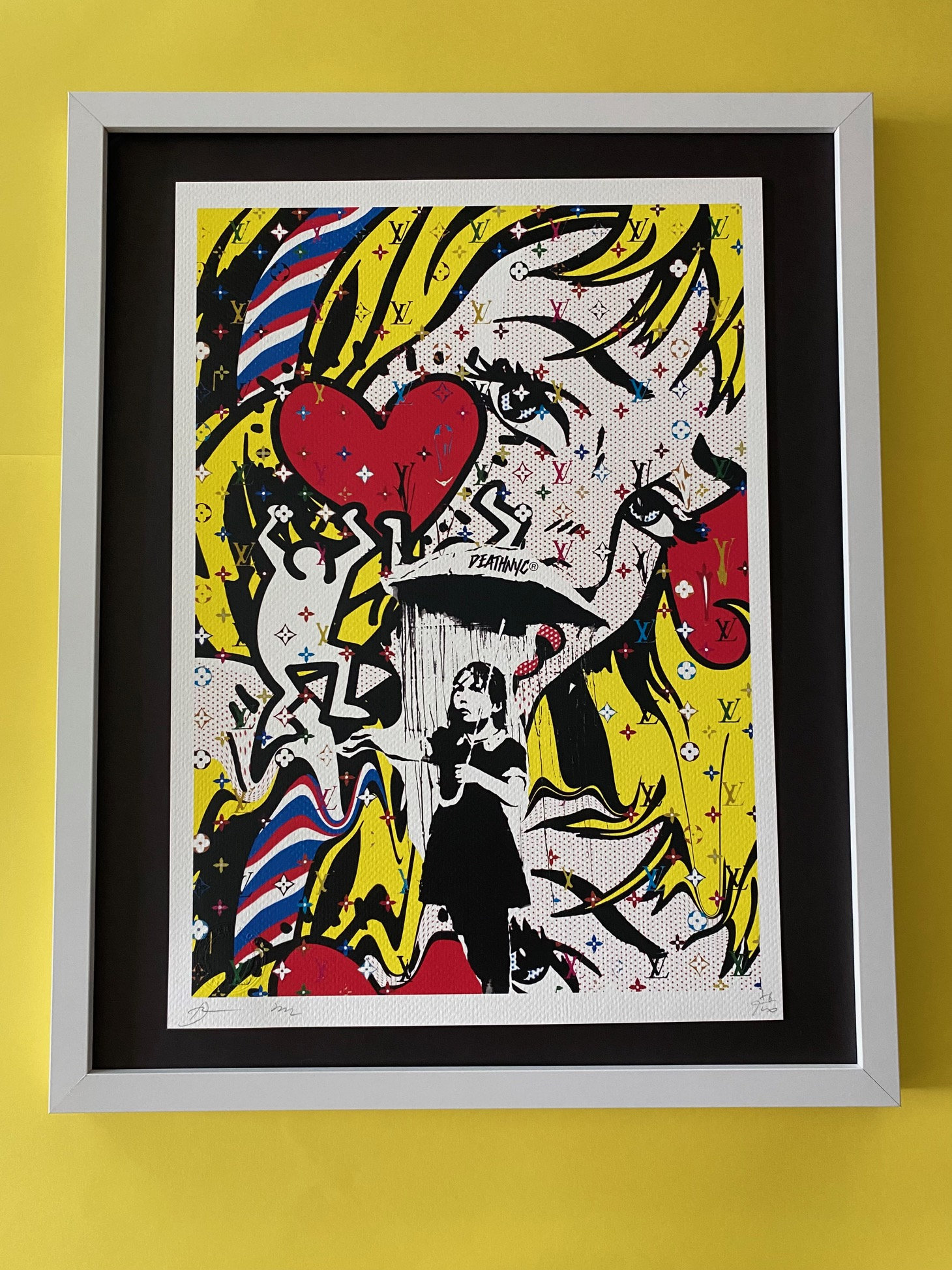 DEATH NYC Hand Signed Street Art Print Framed Large 16x20 in With
