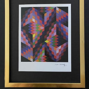 VICTOR VASARELY + 1970 Signed Abstract Geometric Print + New Frame + Buy it now !