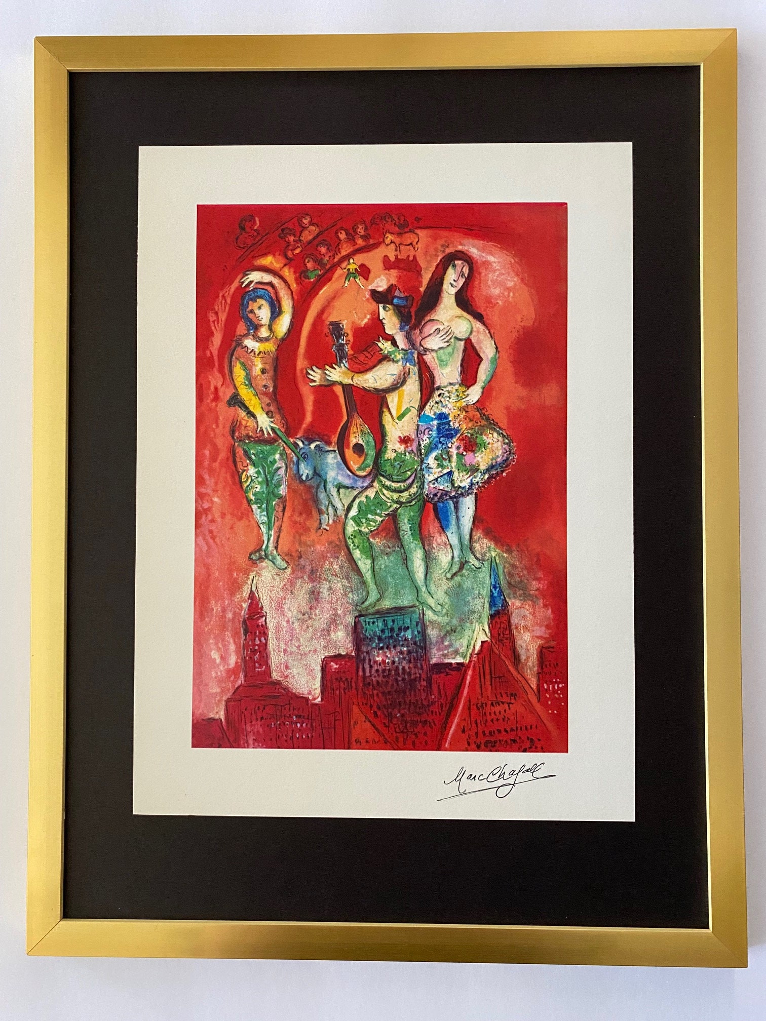 M. Chagall額入 Original Signature on Gallery Card by Marc Chagall - (SOLD) - Art