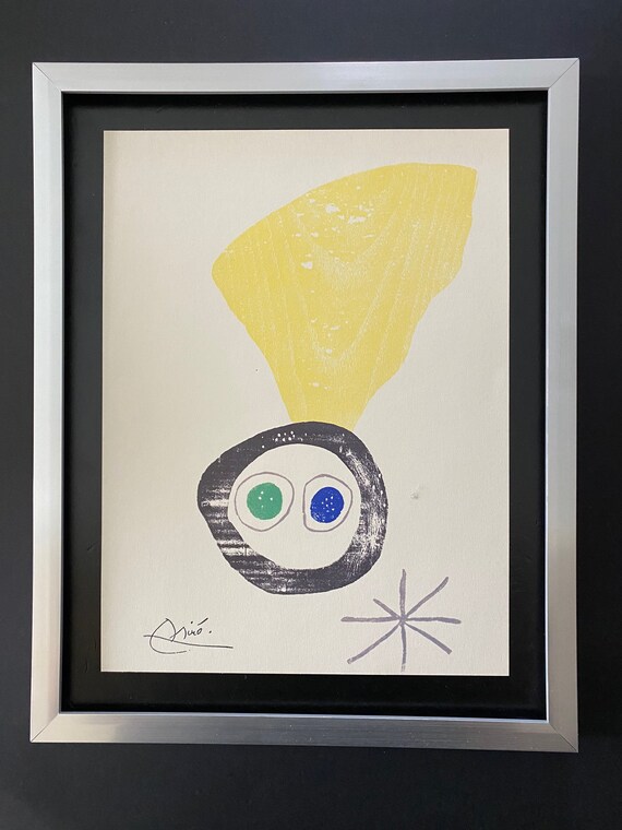 Joan Miro | Vintage 1983 Signed Colorful Print | Mounted and
