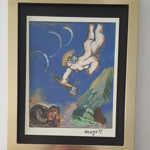 MARC CHAGALL Original 1975 Signed Print + Framed + Beautiful + Buy it Now!!