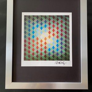VICTOR VASARELY + 1970&#39;s Signed Abstract Geometric Print + New Frame. + Buy it now !