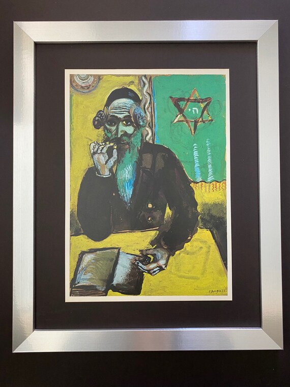 MARC CHAGALL Original 1973 Plate Signed Print + Wood Framed +