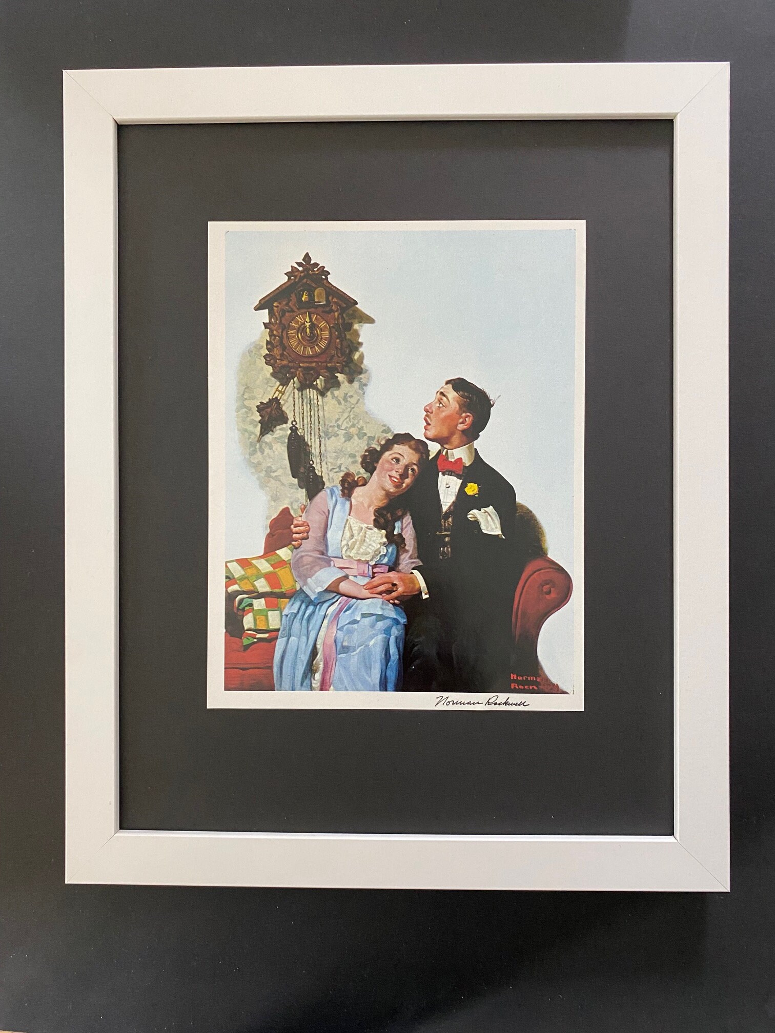 NORMAN ROCKWELL + Signed 1970's Print Mounted and Framed +