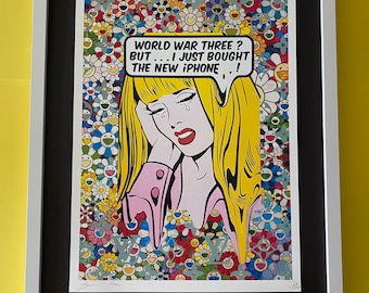 DEATH NYC Hand Signed Street Art Print Framed Large 16x20 in