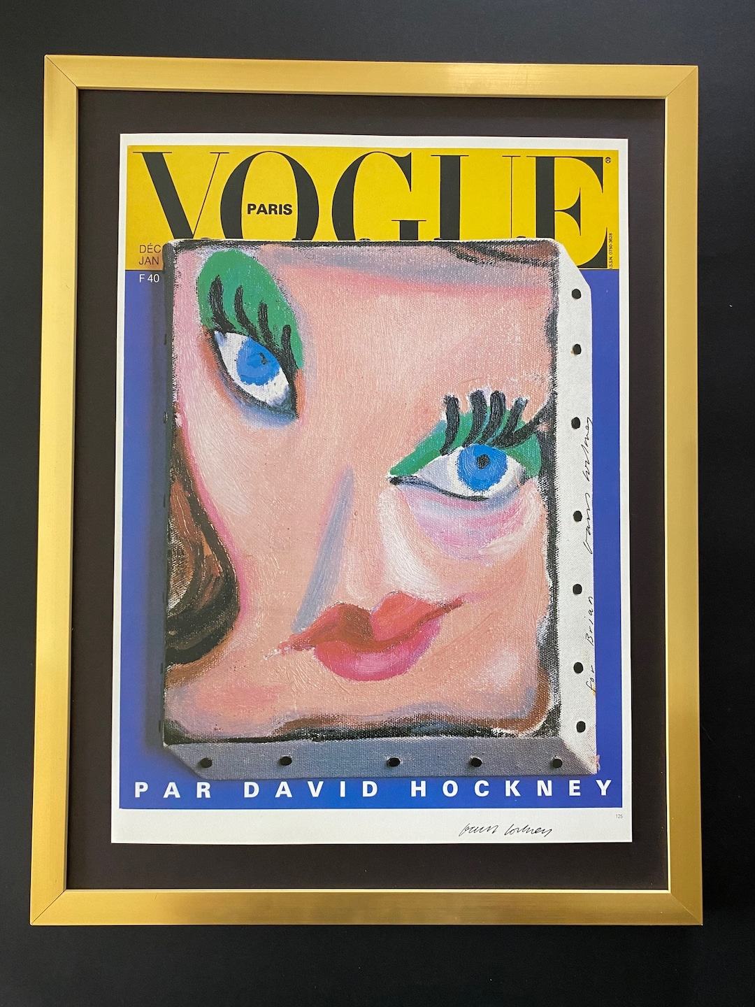 David Hockney | Vintage 1987 Signed Poster Vogue Print | Mounted