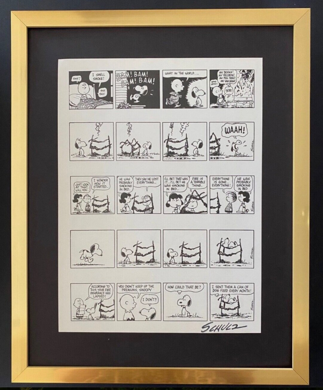 Charles Schulz + Signed Vintage 1968 Peanuts Snoopy Cartoon + New