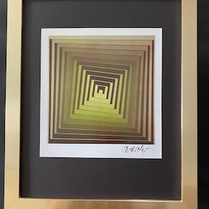 VICTOR VASARELY + 1970&#39;s Signed Abstract Geometric Print + New Frame. + Buy it now !