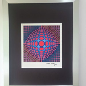 VICTOR VASARELY + 1970 Signed Abstract Geometric Print + New Frame + Buy it now !