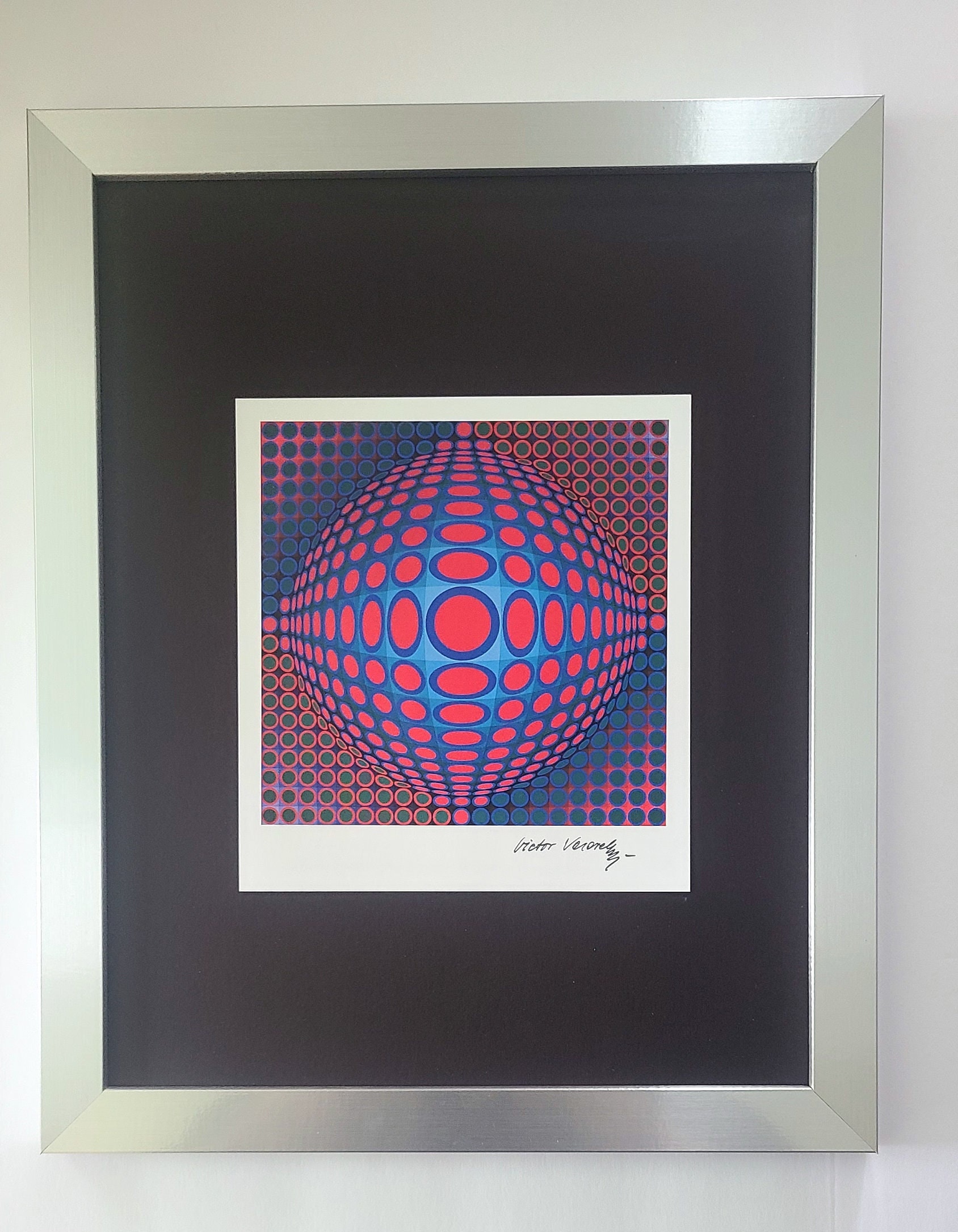 VICTOR VASARELY + 1970 Signed Abstract Geometric Print + New Frame