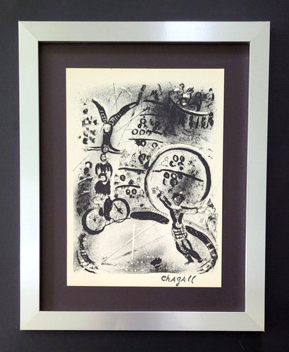 MARC CHAGALL + 1957 Beautiful Signed Print Mounted in New Frame