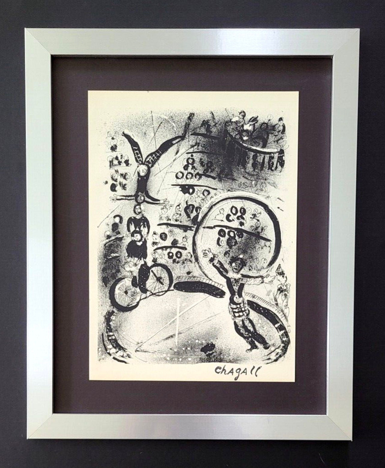 廃版Marc Chagall アートポスター フレーム　複製直筆サインあり MARC CHAGALL + 1957 Beautiful Signed Print Mounted in New Frame