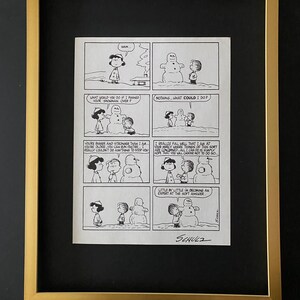 Charles Schulz + Signed Vintage 1968 Peanuts  Cartoon + New Golden Frame 16x12in