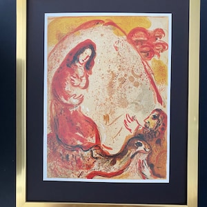 MARC CHAGALL 1975 Druck aus der Bibel Altes Testament Gedruckt in Paris + gerahmt