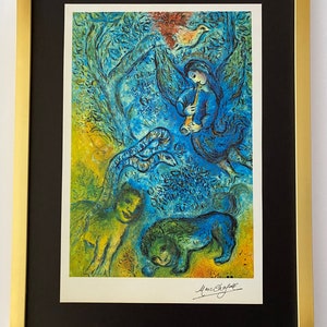 MARC CHAGALL Original 1971 Print from Chagall at the Met  + Printed by Mourlot in Paris + Framed