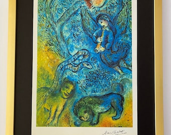 MARC CHAGALL Originele 1971 Print van Chagall at the Met + Gedrukt door Mourlot in Parijs + Ingelijst