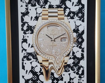 DEATH NYC Original Hand Signed Street Gold Watch Art Print Large