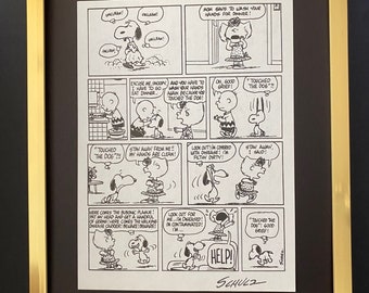 チャールズ・シュルツ + サイン入りヴィンテージ 1968 ピーナッツ