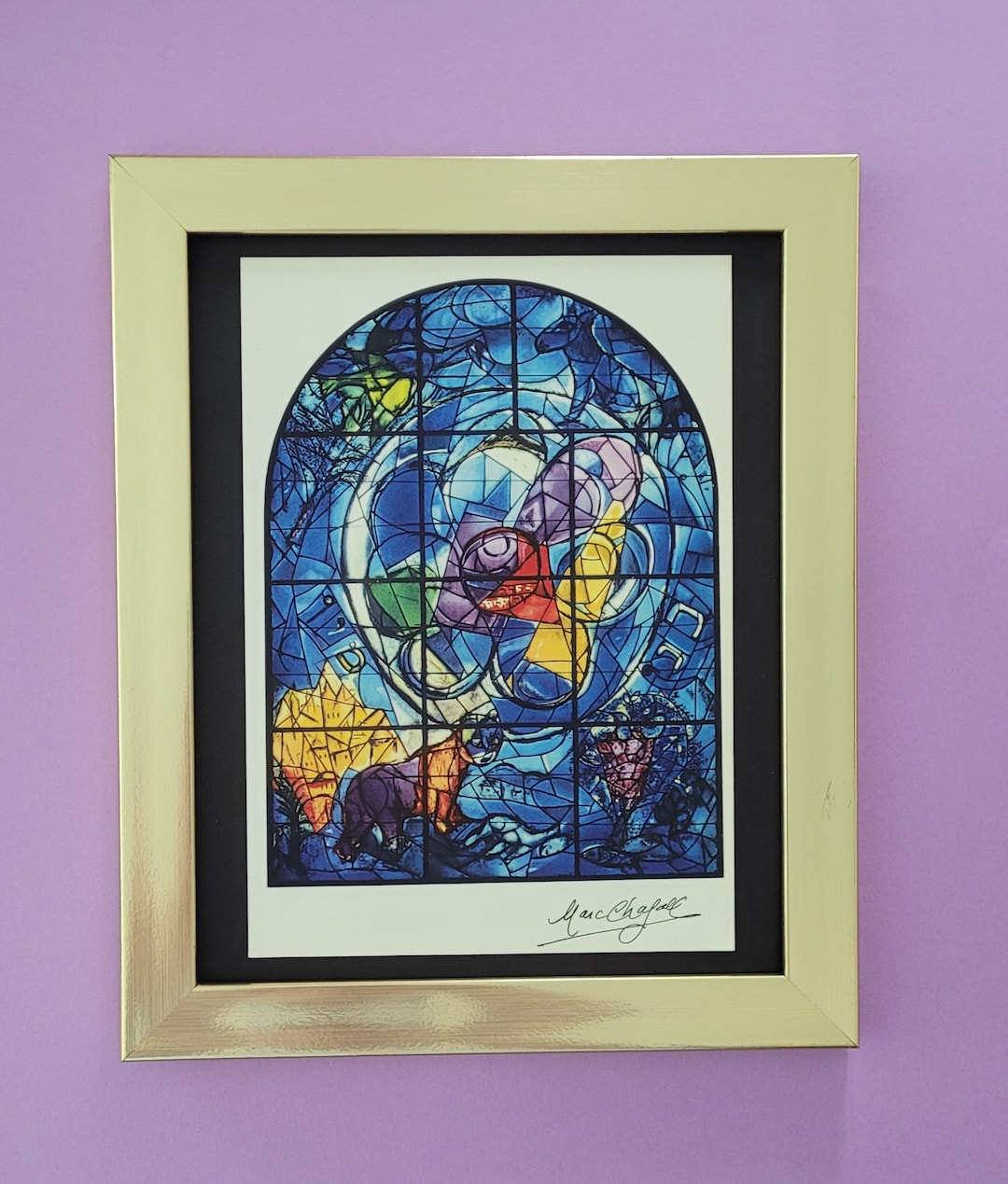 Marc Chagall Jerusalem Windows + Signed Mounted and Framed + After