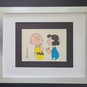 CHARLES SCHULZ + Signiert Vintage Weihnachten 1968 Peanuts SNOOPY Cartoon + Neuer Rahmen