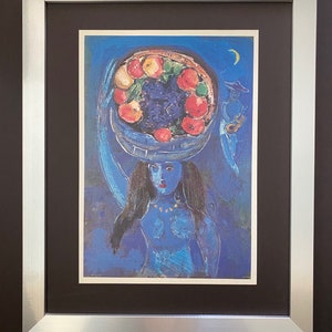 MARC CHAGALL Original 1973 Plate Signed Print + Wood Framed + Beautiful + Buy it Now!!