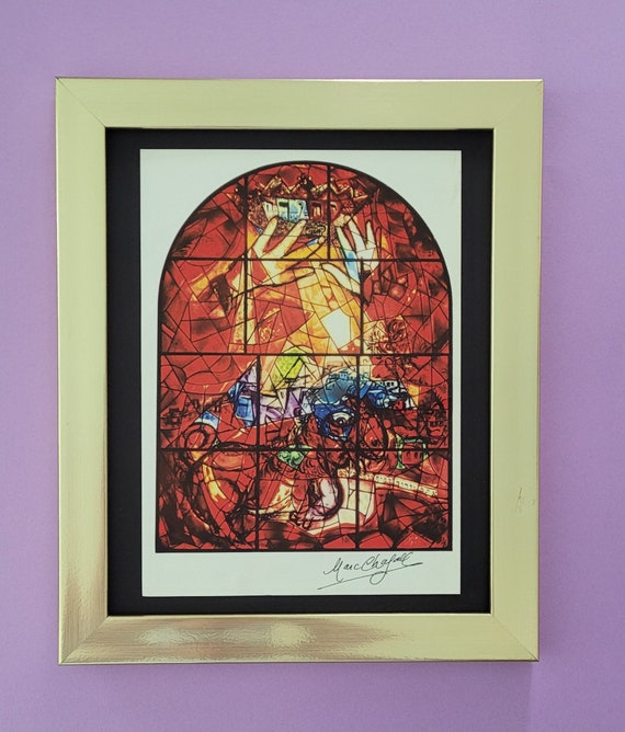 Marc Chagall Jerusalem Windows + Signed Mounted and Framed + After
