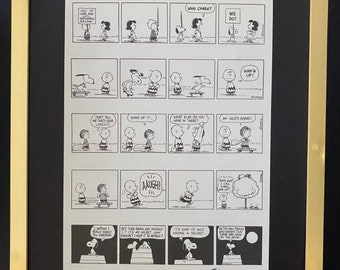 Charles Schulz + Signed Vintage 1968 Peanuts Snoopy Cartoon + New Frame 16x12in