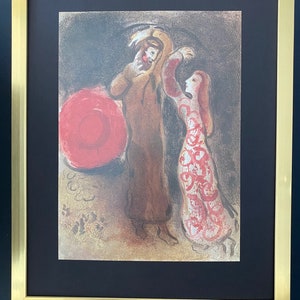 MARC CHAGALL 1975 Print from The Bible Old Testament Printed in Paris + Framed