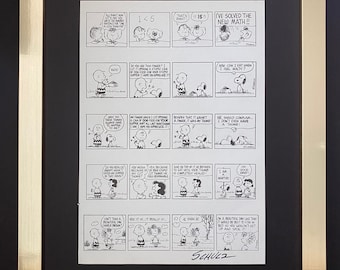 チャールズ・シュルツ + サイン入りヴィンテージ 1968 ピーナッツ