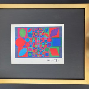 VICTOR VASARELY + 1970 Signed Abstract Geometric Print + New Frame + Buy it now !