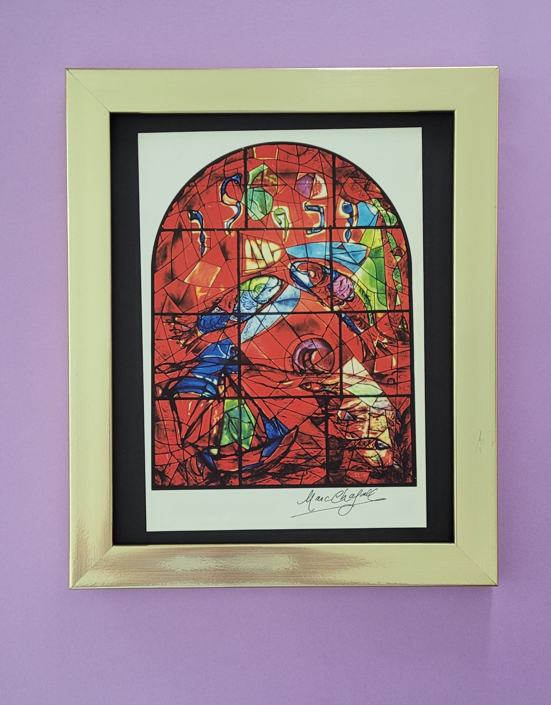 Marc Chagall Jerusalem Windows + Signed Mounted and Framed + After