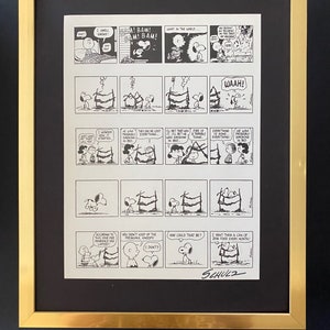 Charles Schulz + Signed Vintage 1968 Peanuts  Cartoon + New  Frame