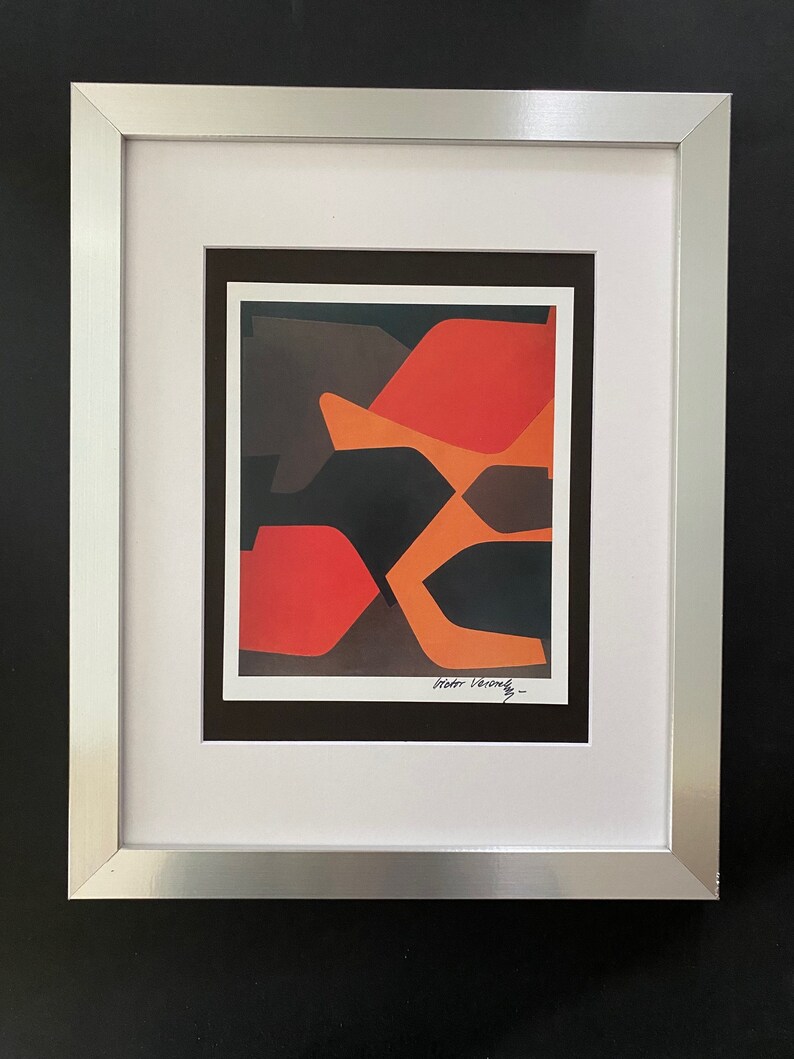 Victor Vasarely + Beautiful Signed Print + Brand New Silver Frame + Buy it Now ! image 1