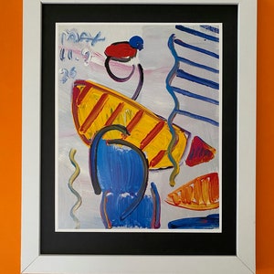 Peter Max +  Beautiful Signed  Print + Brand New White Frame + Buy it Now !