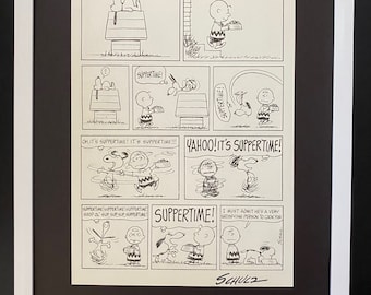 Charles Schulz + Signed Vintage 1968 Peanuts  Cartoon + New  Frame