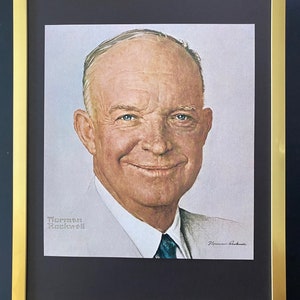 NORMAN ROCKWELL + Bella stampa firmata + Dwight D. Eisenhower + Telaio nuovo di zecca + Firmato + Compralo Ora!