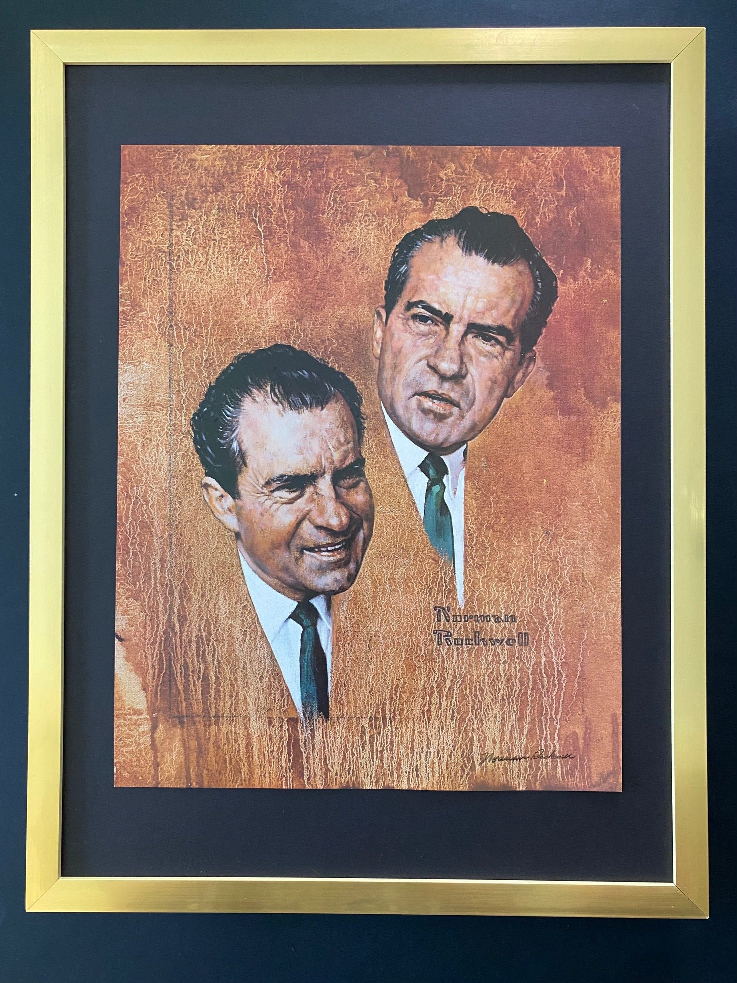 NORMAN ROCKWELL + Beautiful Signed Print + Richard M. Nixon +