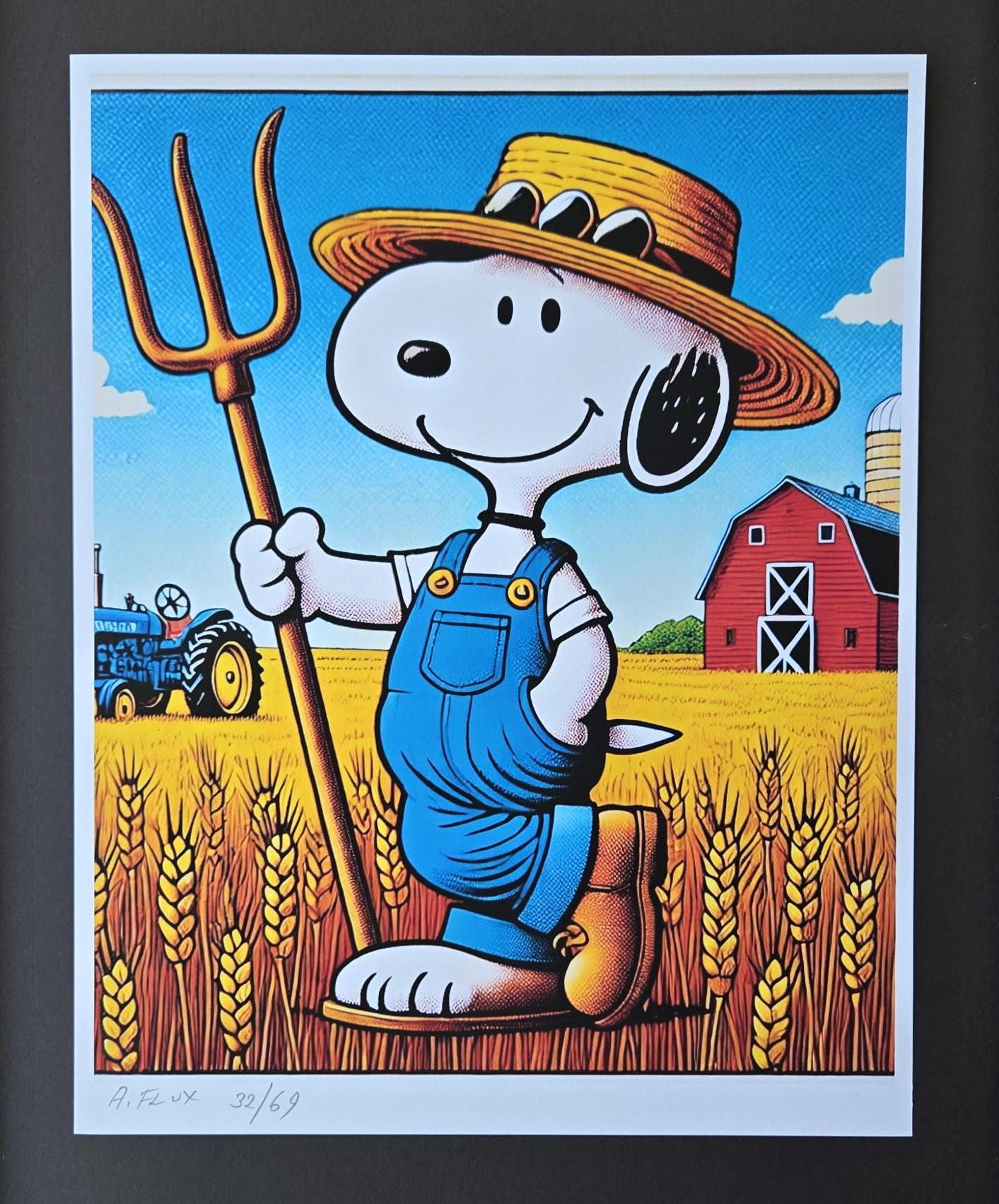 AIDAN FLUX | Hand Signed Print Framed Edition (69) COA Snoopy is a
