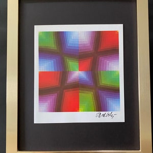 VICTOR VASARELY + 1970&#39;s Signed Abstract Geometric Print + New Frame. + Buy it now !