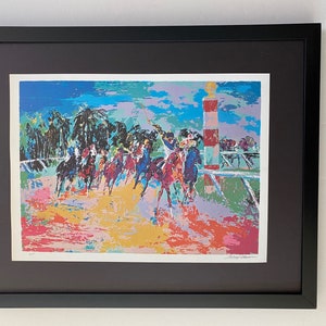Leroy Neiman + Druck &quot; Horse Racing &quot; gerahmt + signiert + Jetzt kaufen !