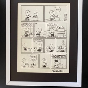 Charles Schulz + Signed Vintage 1968 Peanuts  Cartoon + New  Frame